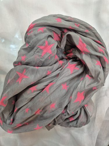 Tavaszi női sál szürke alapon pink minta
