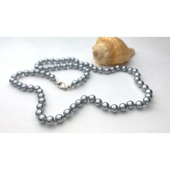   Tekla Gyöngysor, Ezüst-szürke Színű, Zárodás Nélküli, Végtelenített 50cm. Nyaklánc