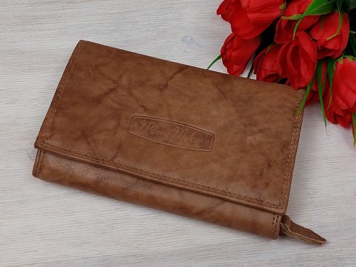 NŐI BŐR PÉNZTÁRCA MANEY MAKER  CAMEL BARNA (RFID VÉDELEMMEL)
