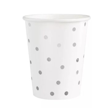 Ezüst pöttyös papírpohár 10db