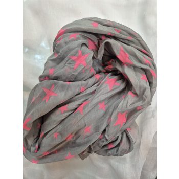 Tavaszi nyári vékony női sál szürke alapon pink minta