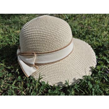 Női nyári szalmakalap, masnival, 57 cm, 