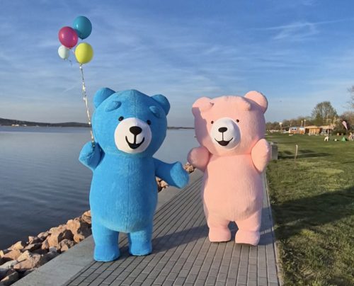 Óriás kék színű plüss maci - party maci szolgáltatás (200 cm) 20 perc