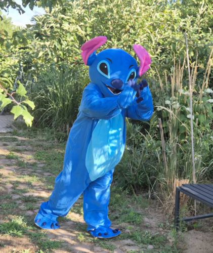 Stitch jellegű kék színű plüss jelmez - party maci szolgáltatás 20 perc