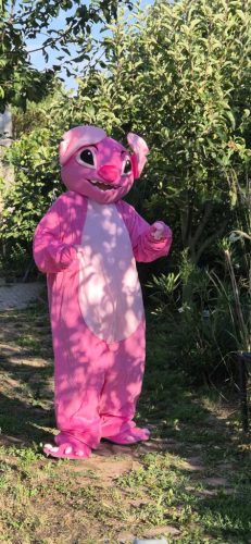 Stitch jellegű pink színű plüss jelmez - party maci szolgáltatás 20 perc